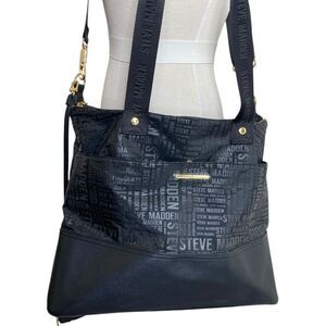 Steve Madden Logo large Black Tote Bag New !